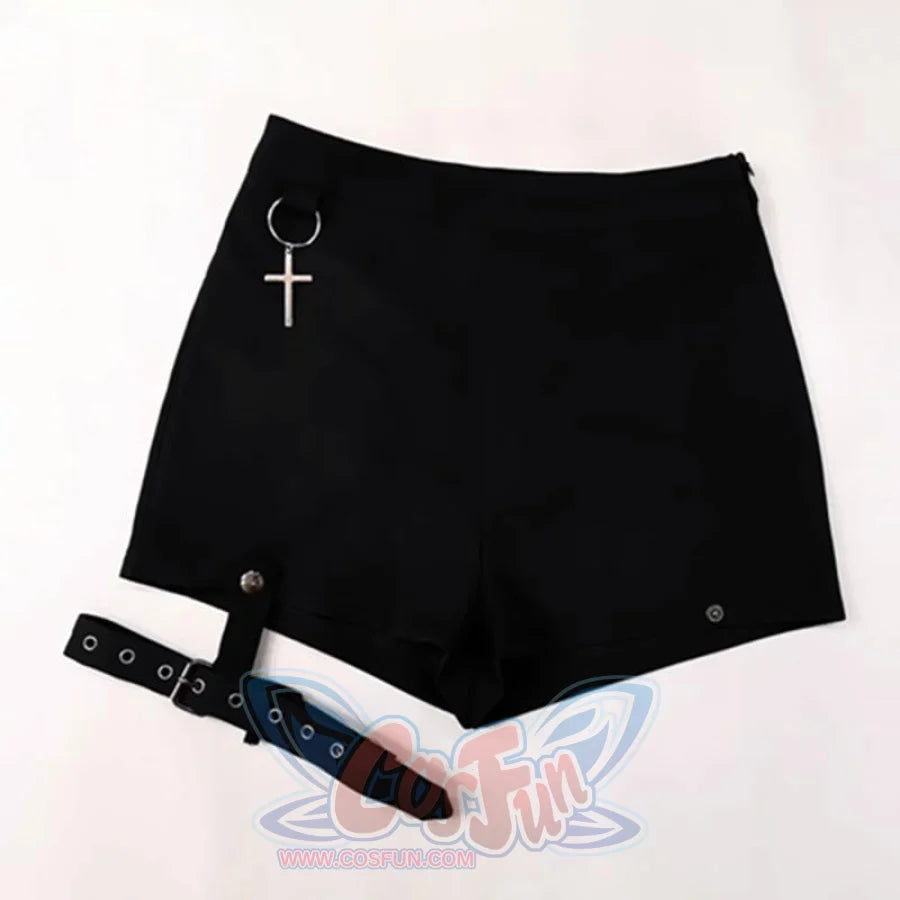 Unique Black Punk Cross Pendant Removable Leg Ring High Waist Cool Girl Shorts S20053 Shorts