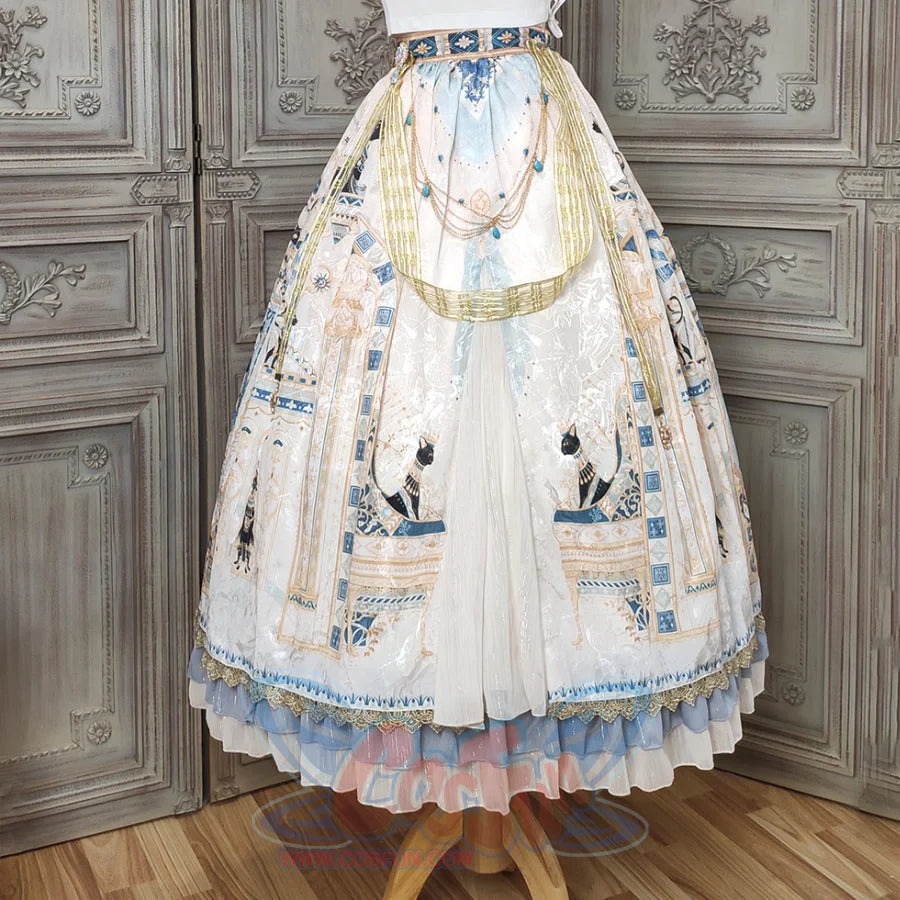 Egypt Style Gorgeous Side Opening Lolita Printed Skirt - cosfun