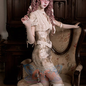 Rococo Duchess Vintage Heart Lace Bow Mini Skirt