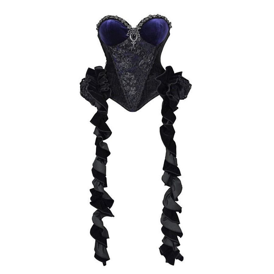 Elegy Day Gothic Shimmer Velvet Bustier Corset Top