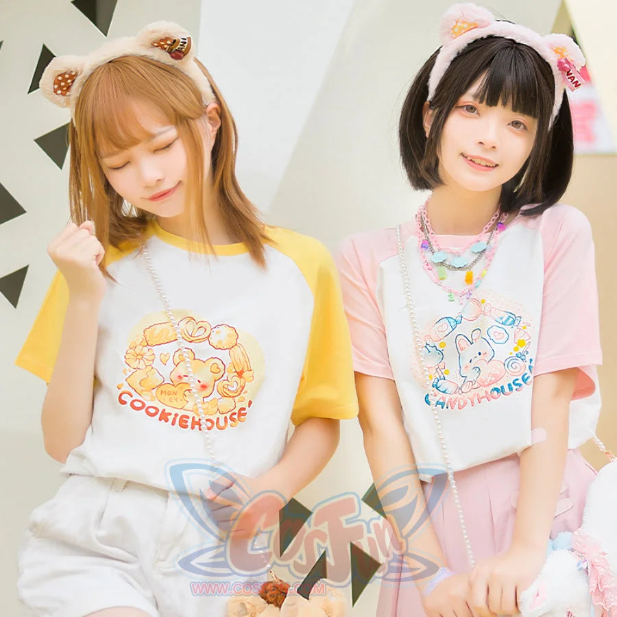 Japanese Cartoon Printed Short-sleeved Top