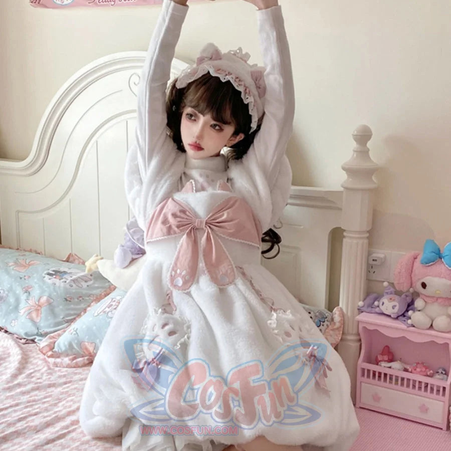 Autumn Winter Lovely Lolita Thicken Woolen Dress Sets Turtleneck Shirt / S