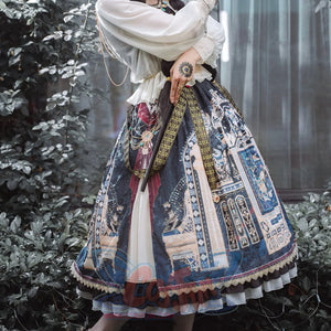 Egypt Style Gorgeous Side Opening Lolita Printed Skirt - cosfun
