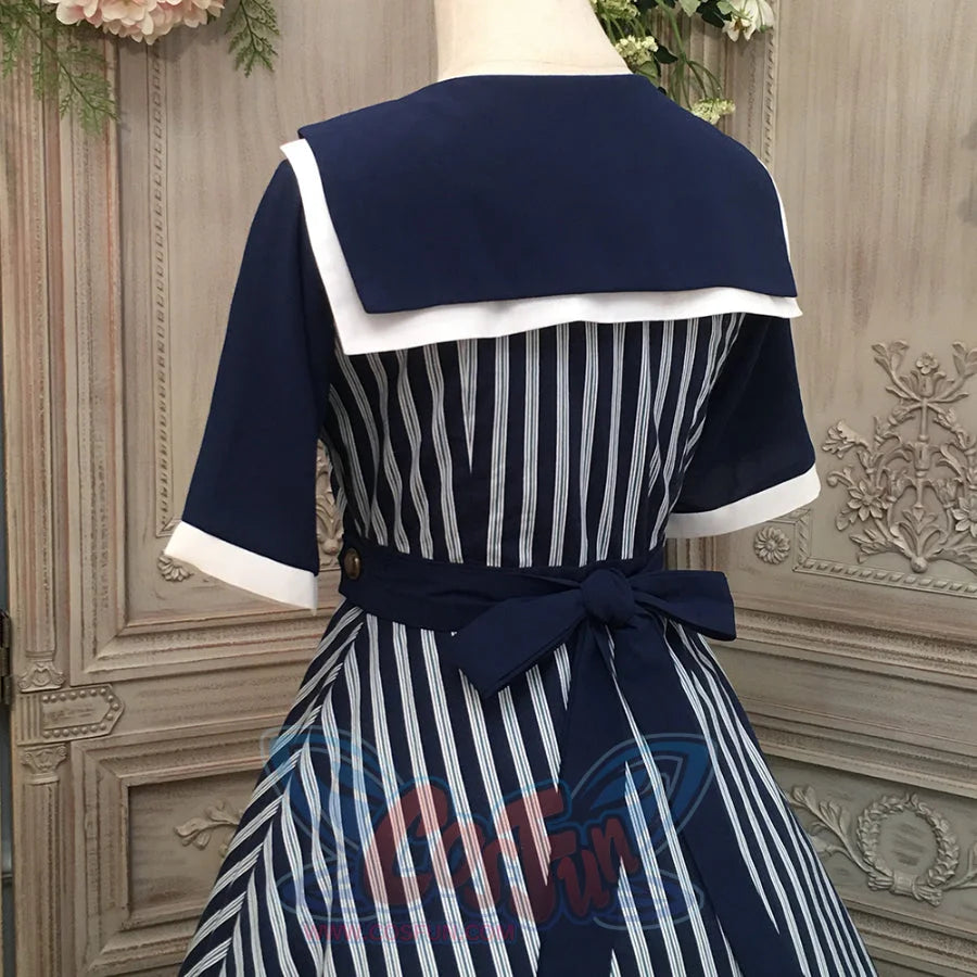 Summer Color Blocking Stripe Short-sleeved Dress - cosfun