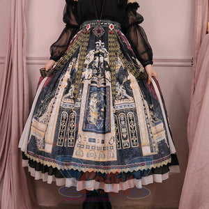 Egypt Style Gorgeous Side Opening Lolita Printed Skirt - cosfun