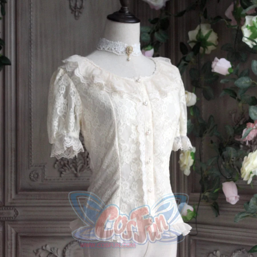 The Poem of Roses Elegant Lolita Short Sleeve Shirt - cosfun