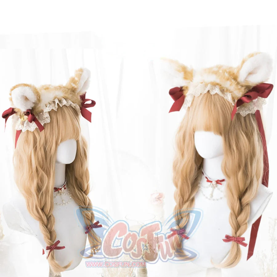 Harajuku Style Soft Girl Long Brunches Curly Wig S22902 White Tea Color