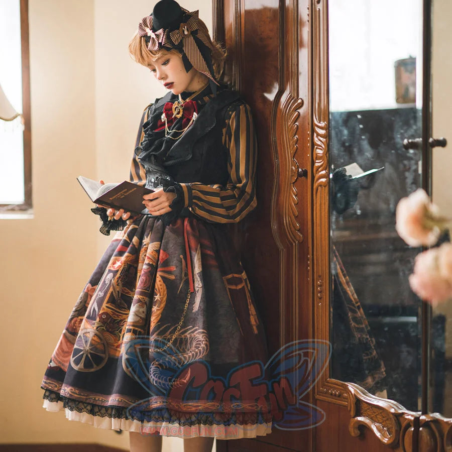 Gorgeous Gothic Lolita Drawstring Slim Skirt - cosfun