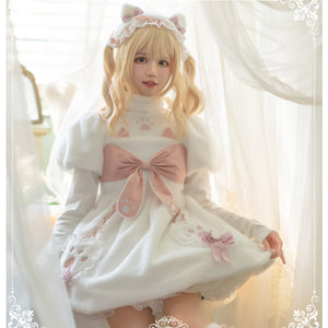 Autumn Winter Lovely Lolita Thicken Woolen Dress Sets