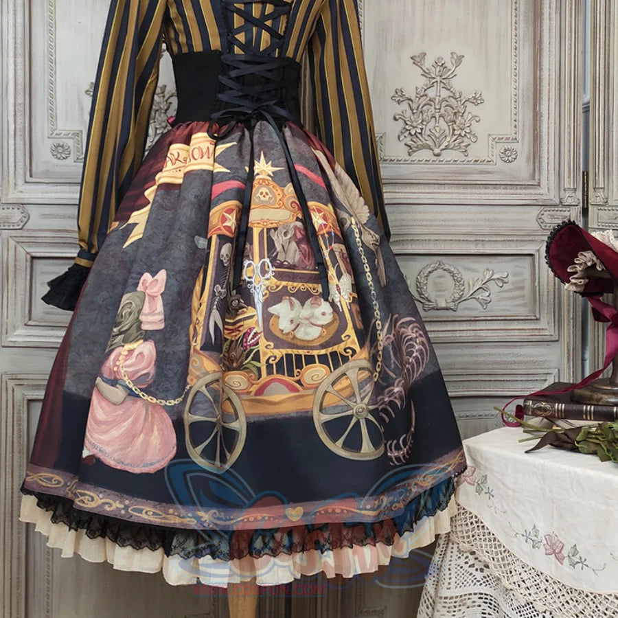Gorgeous Gothic Lolita Drawstring Slim Skirt - cosfun