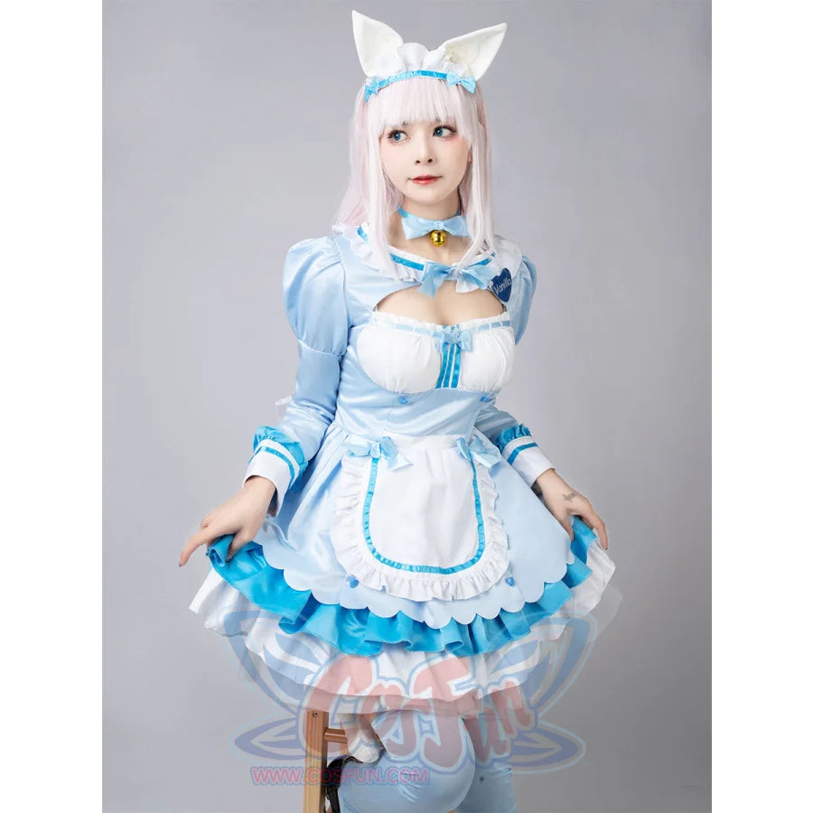 Nekopara Vanilla Cosplay Costume Blue Maid Outfit C00659 Costumes
