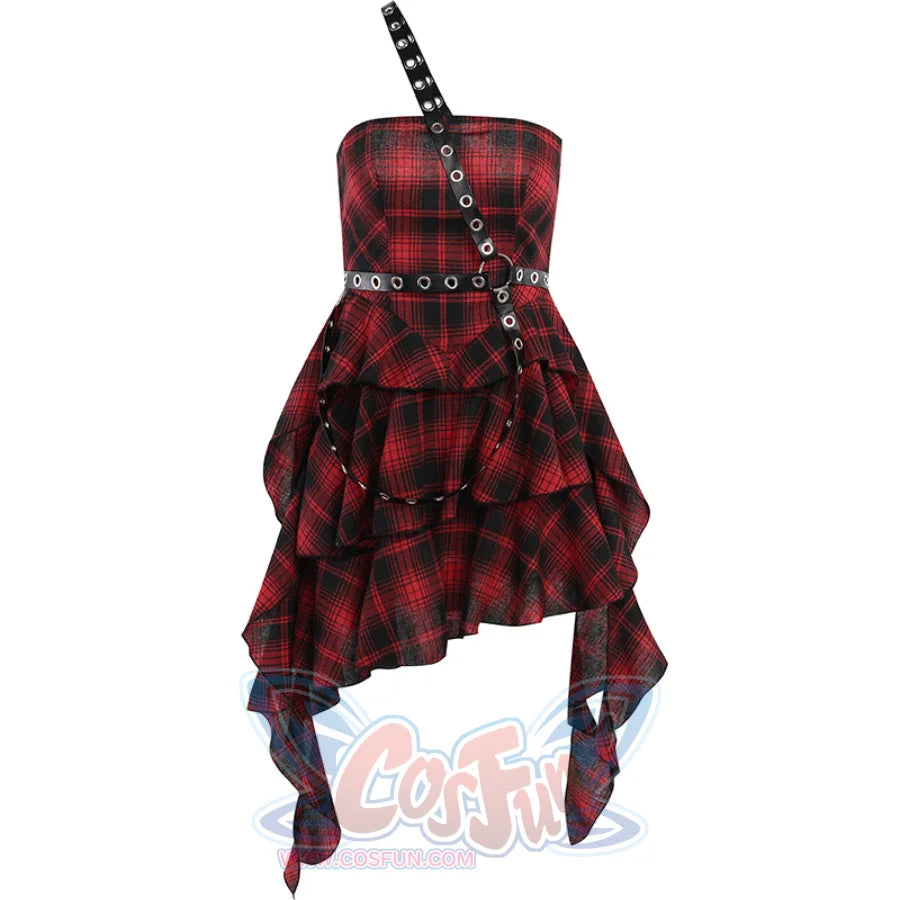 Sweet And Cool Irregular Slim Plaid Dress S22929