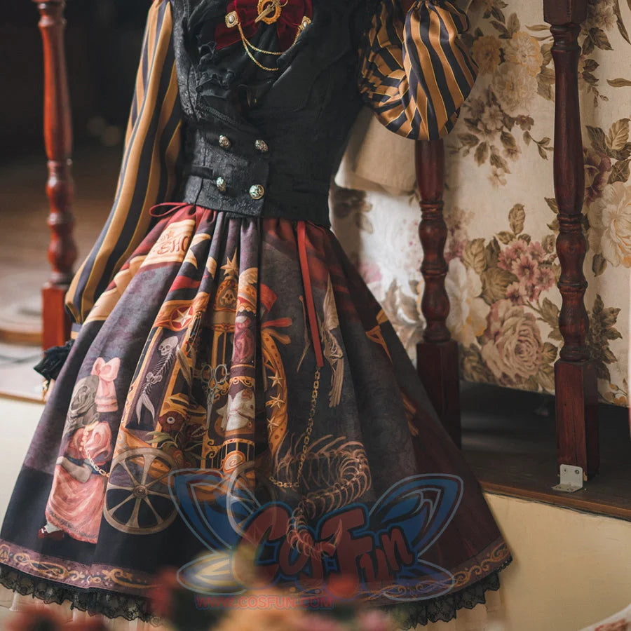 Gorgeous Gothic Lolita Drawstring Slim Skirt - cosfun