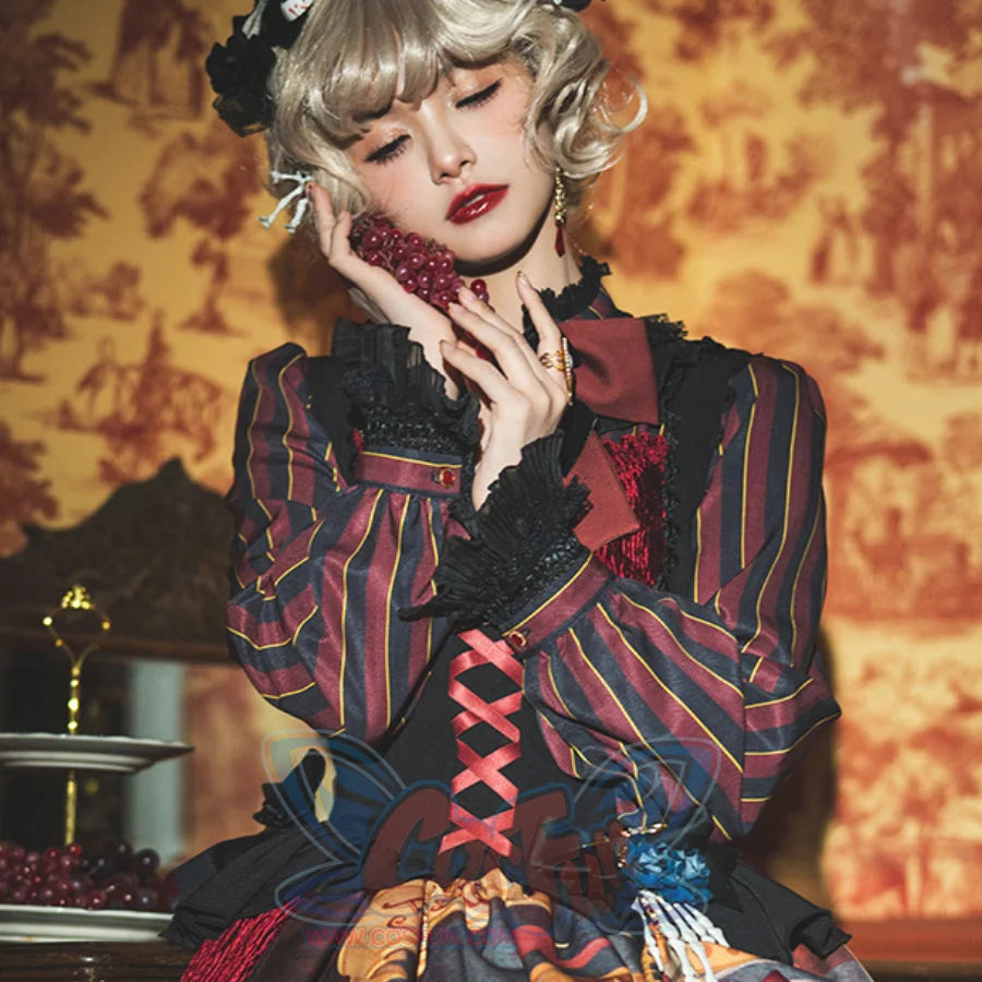 Vintage Gothic Lolita Stripe Long Sleeve Shirt