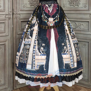 Egypt Style Gorgeous Side Opening Lolita Printed Skirt - cosfun