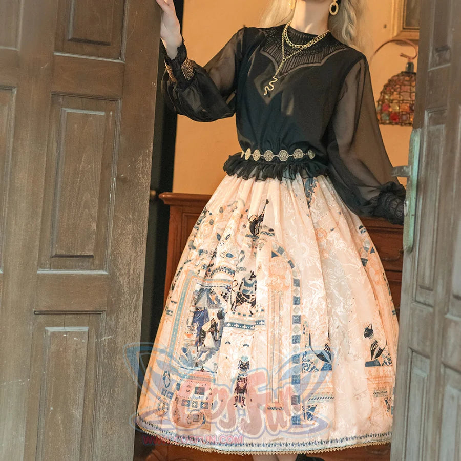 Egypt Style Simple Daily Lolita Printed Long Skirt