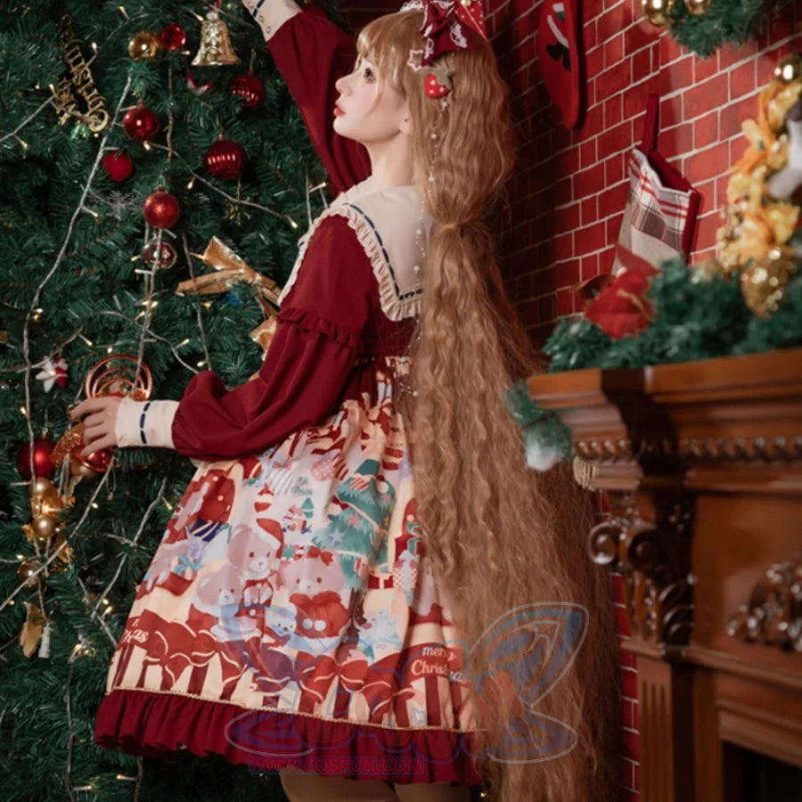Christmas Bear Lovely And Sweet Lolita Long-Sleeve Dress