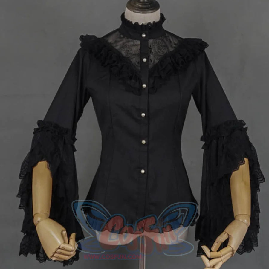 Elizabeth Elegant and Vintage Lolita Long Sleeve Shirt - cosfun