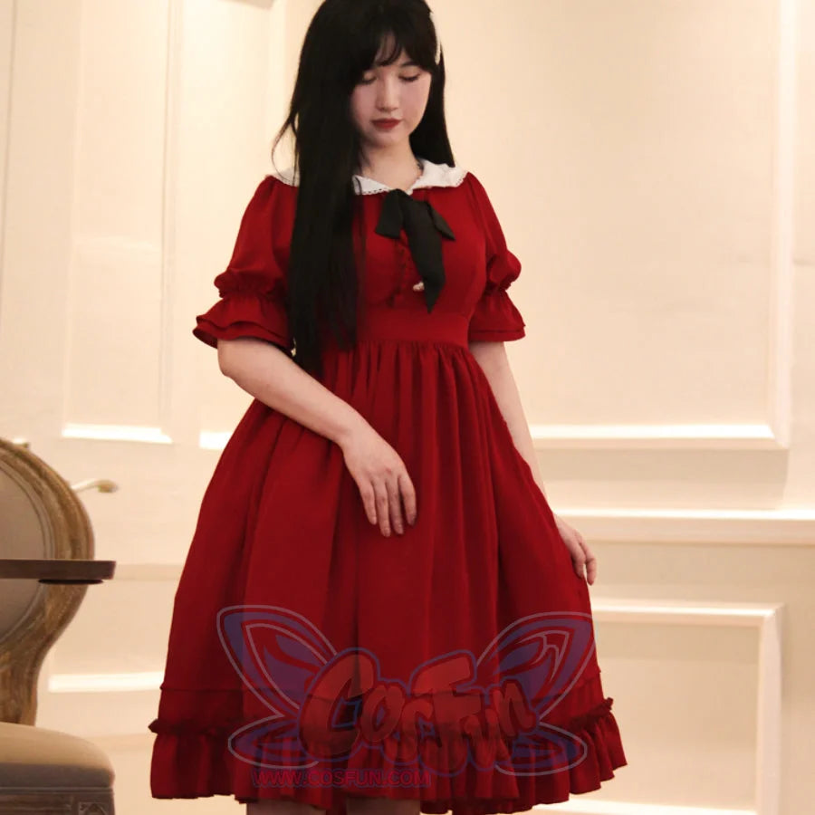 Elegant and Vintage Lolita Slim Dress Red / S / Dress