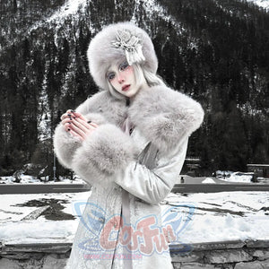 Winter Gothic Imitation Fox Fur Lace-Up Waistcoat One Size