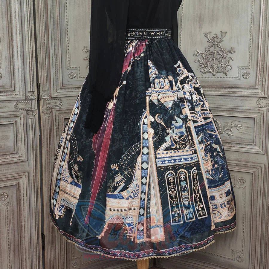 Egypt Style Simple Daily Lolita Printed Long Skirt