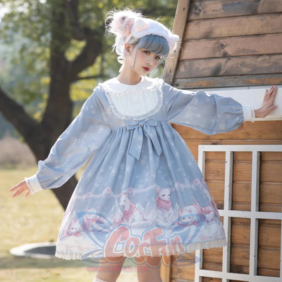 Snow Fox Lolita Long Sleeve Dress