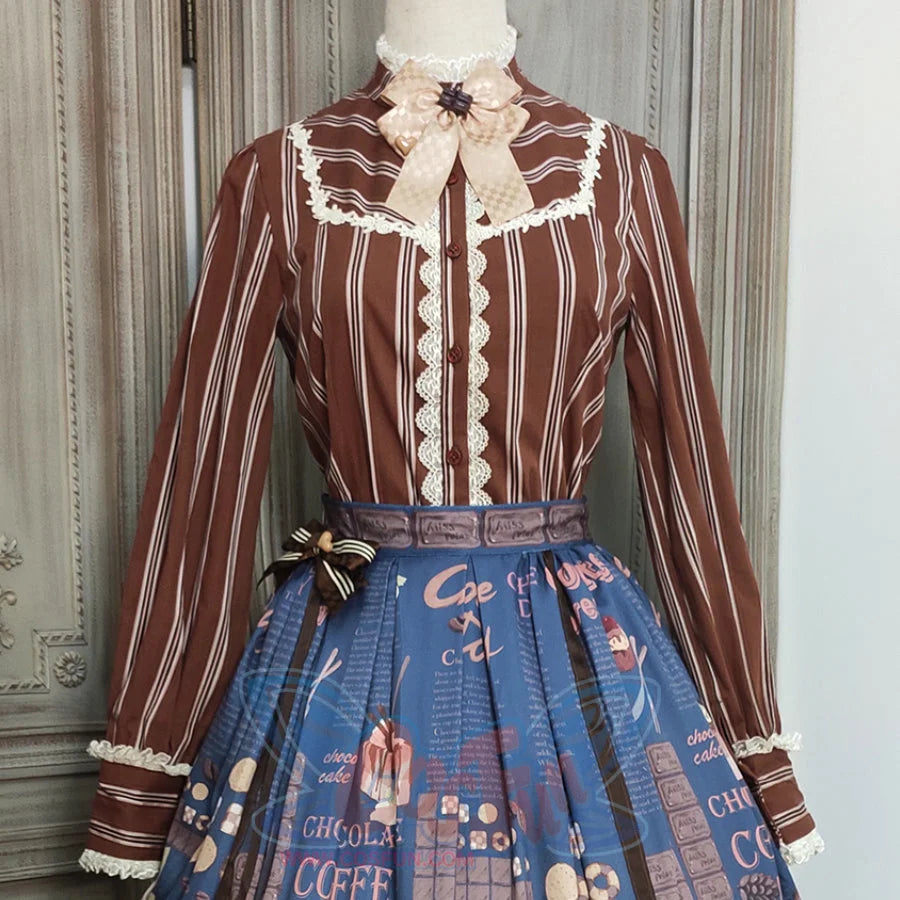 Chocolate Daily Sweet Lolita Stripe Long Sleeve Shirt