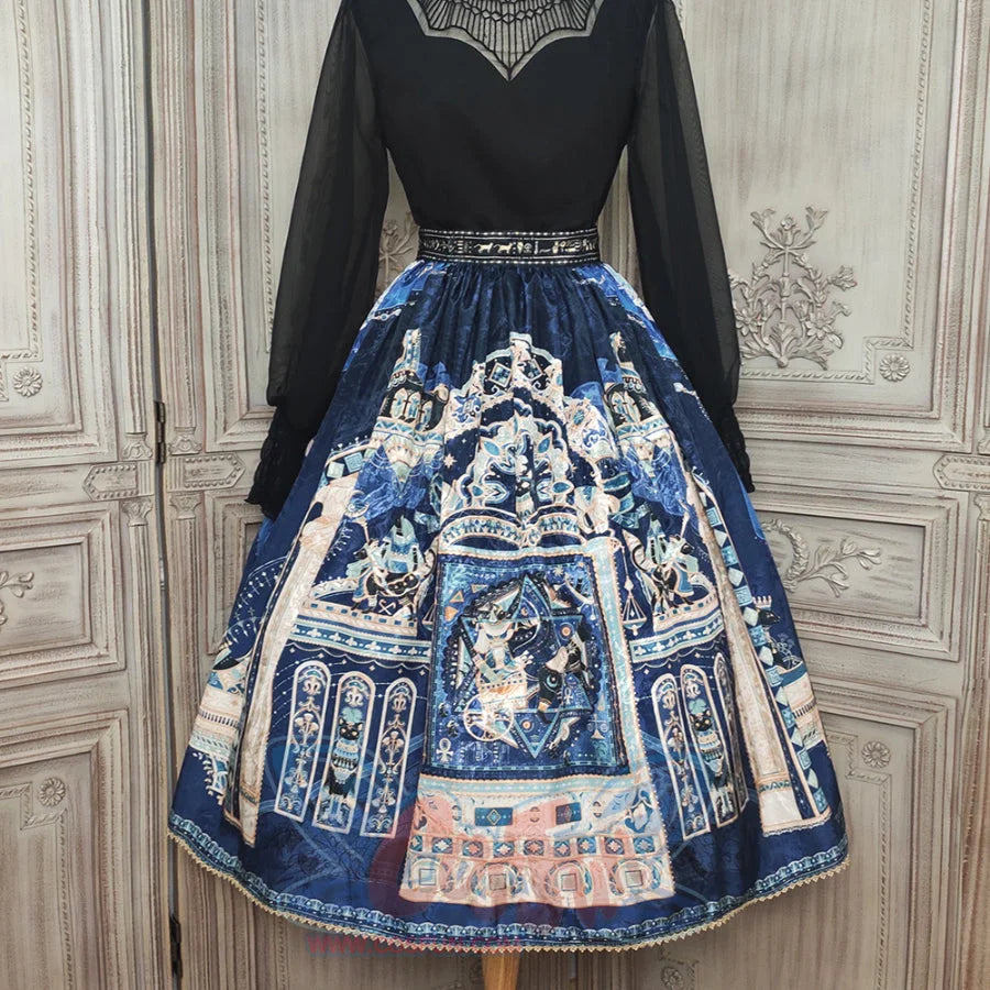 Egypt Style Simple Daily Lolita Printed Long Skirt