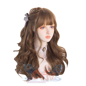 New Style Medium-length Wavy Curly Wig with Bangs