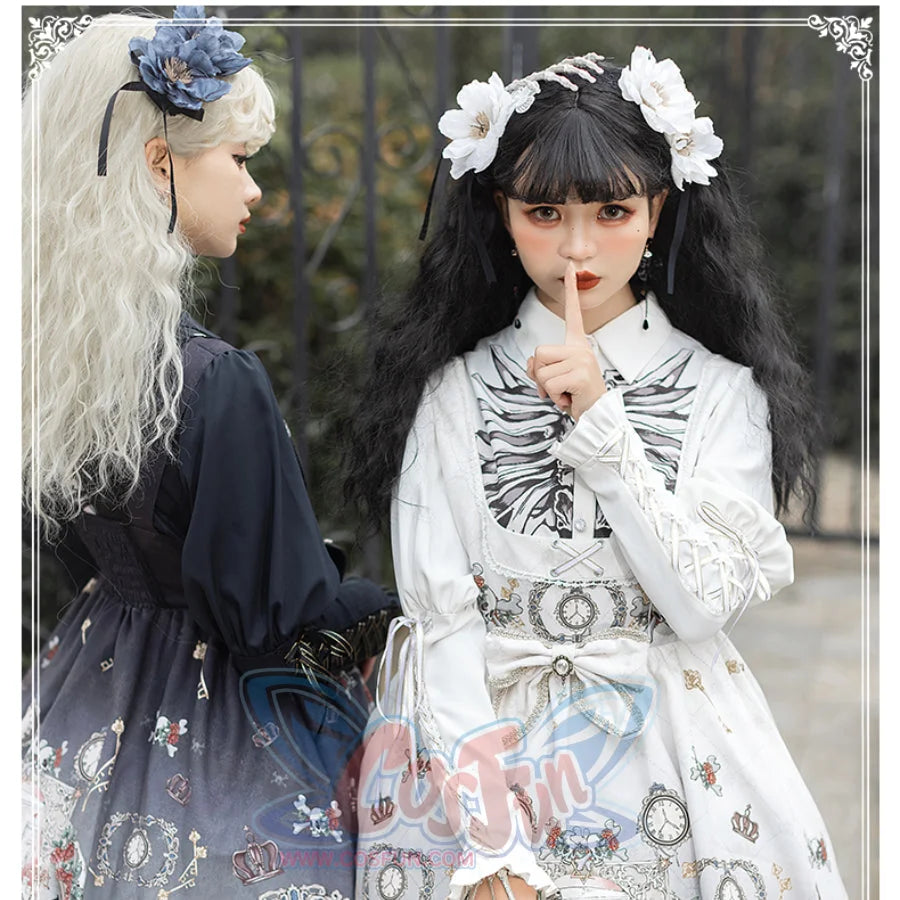 Vintage Gothic Lolita Jumper Skirt and Long-sleeved Shirt