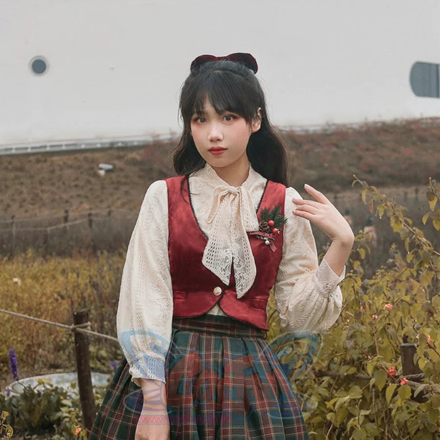 College Style Elegant Winter Velvet Lolita Vest