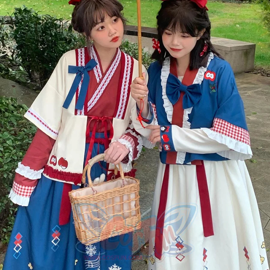 Fairy Tale Snow Print Skirt Cute Han Chinese Clothing Han Element Coat Half Skirt Skirt