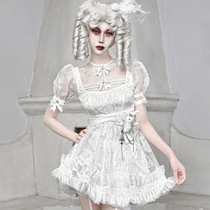 Alice White Gothic Chiffon High Waist Bubble Sleeve Dress / S