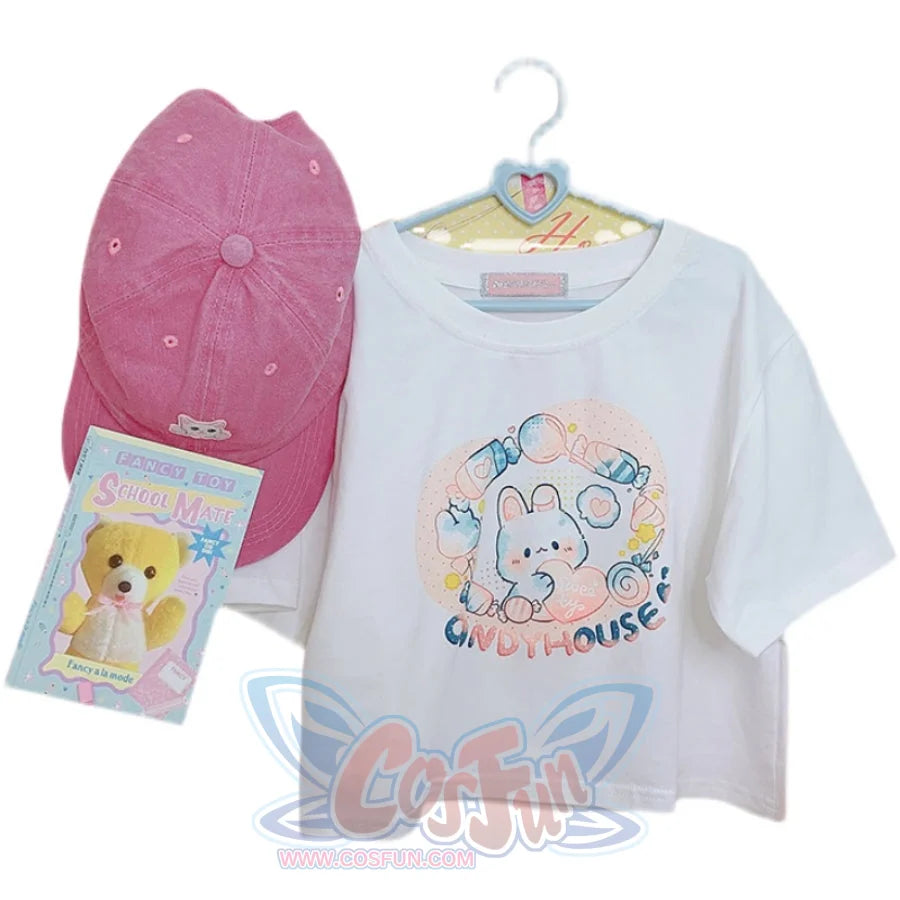 Japanese Cartoon Printed Short-sleeved Top