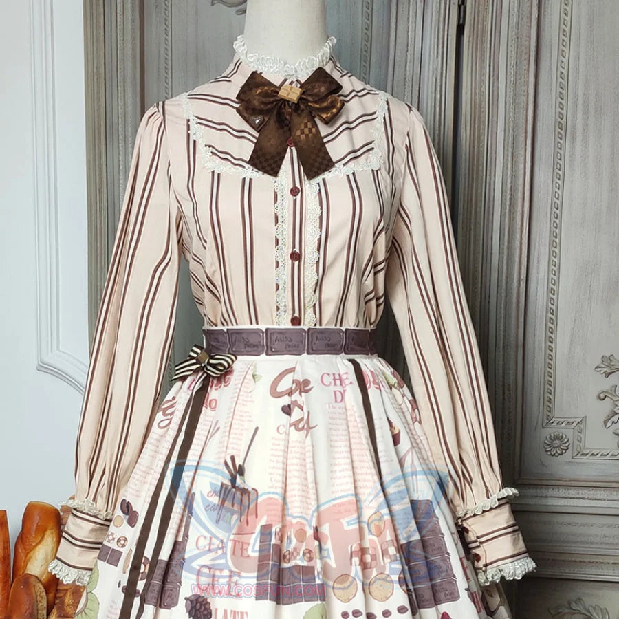 Chocolate Daily Sweet Lolita Stripe Long Sleeve Shirt