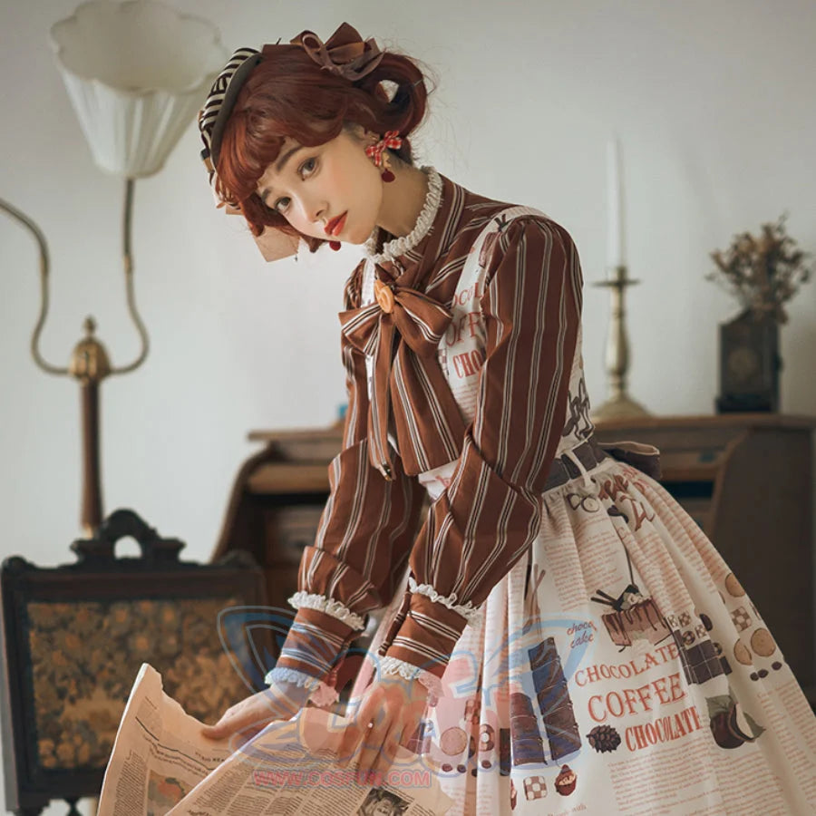 Chocolate Daily Sweet Lolita Stripe Long Sleeve Shirt