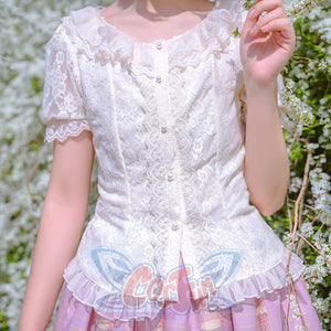 The Poem of Roses Elegant Lolita Short Sleeve Shirt - cosfun