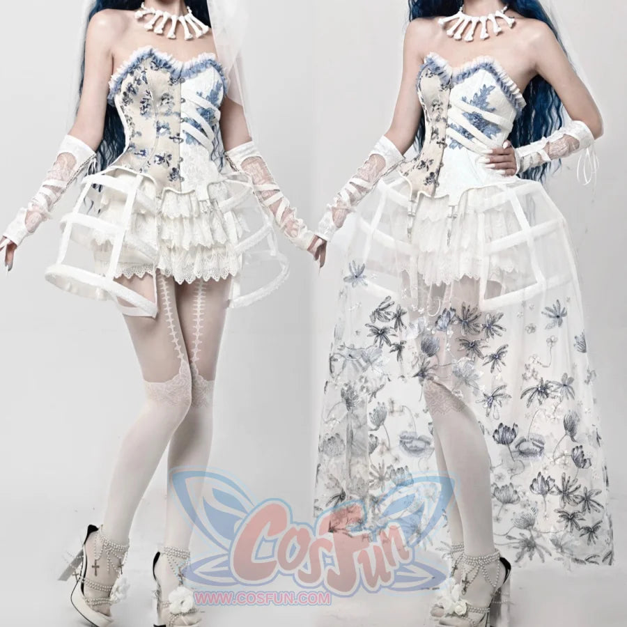 Lace and Ashes Gothic Ribcage Lace Bone Corset Dress Autumn