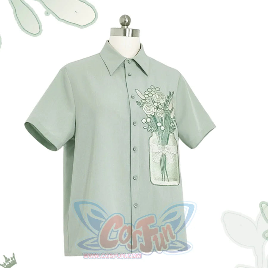 Summer Vintage Embroidered Lolita Short-sleeved Shirt Light Green / M