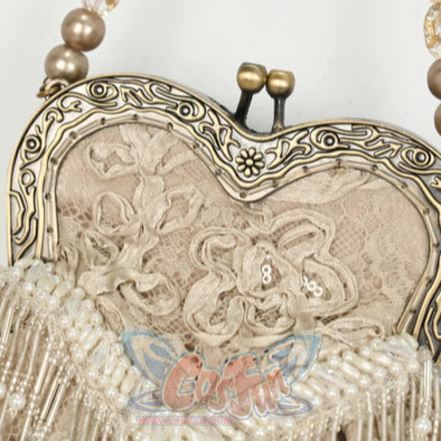 Rococo Duchess Heart Embroidered Elegant Vintage Style Handbag Heart Embroidered Bag