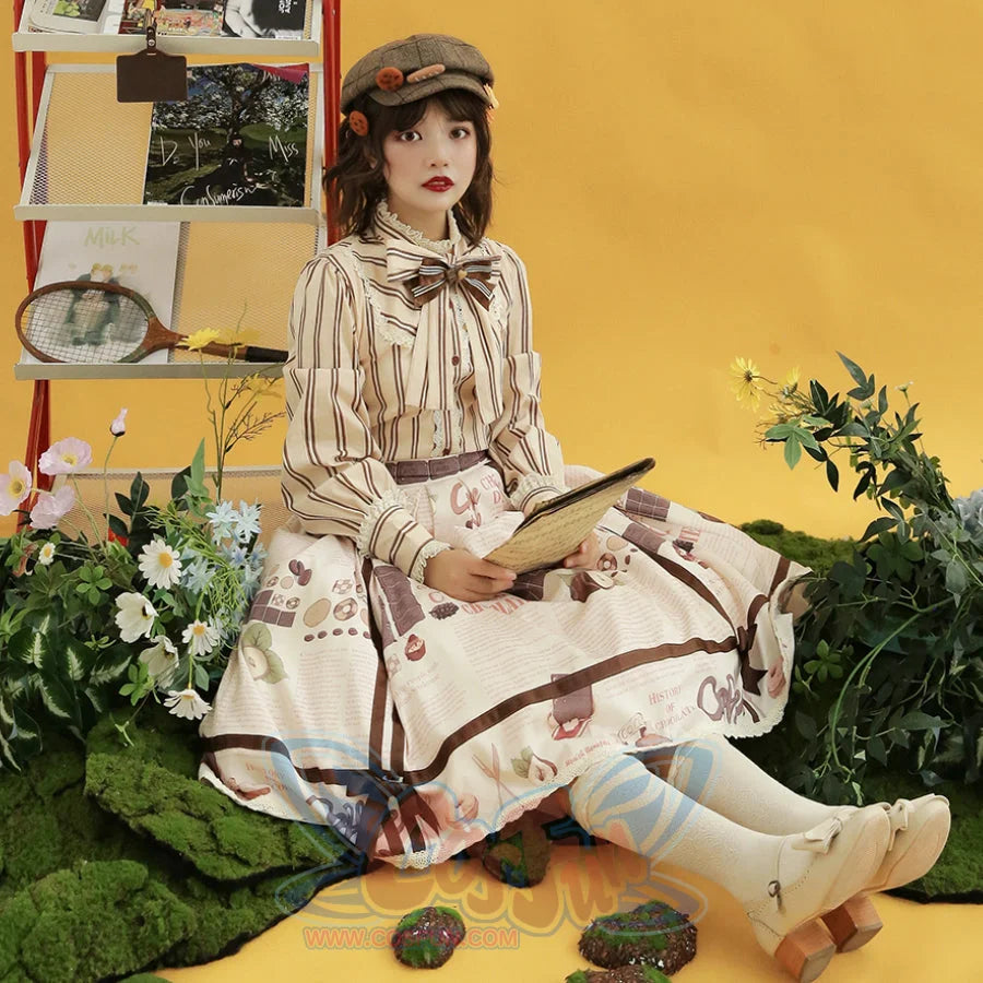 Chocolate Daily Sweet Lolita Stripe Long Sleeve Shirt