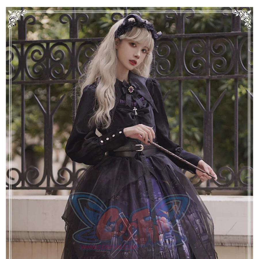 Halloween Gothic Vintage High Waist Jumper Skirt Sets