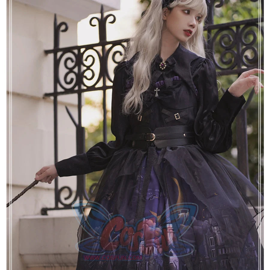 Halloween Gothic Vintage High Waist Jumper Skirt Sets