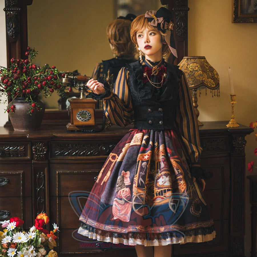 Gorgeous Gothic Lolita Drawstring Slim Skirt - cosfun