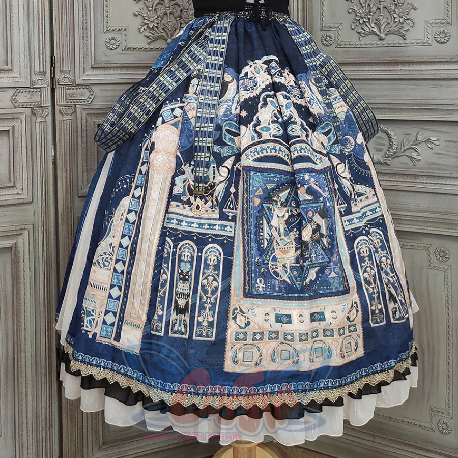Egypt Style Gorgeous Side Opening Lolita Printed Skirt - cosfun