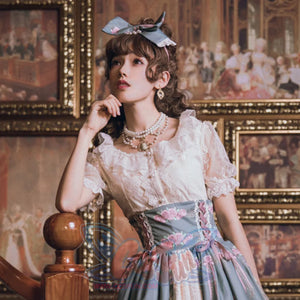 The Poem of Roses Elegant Lolita Short Sleeve Shirt - cosfun