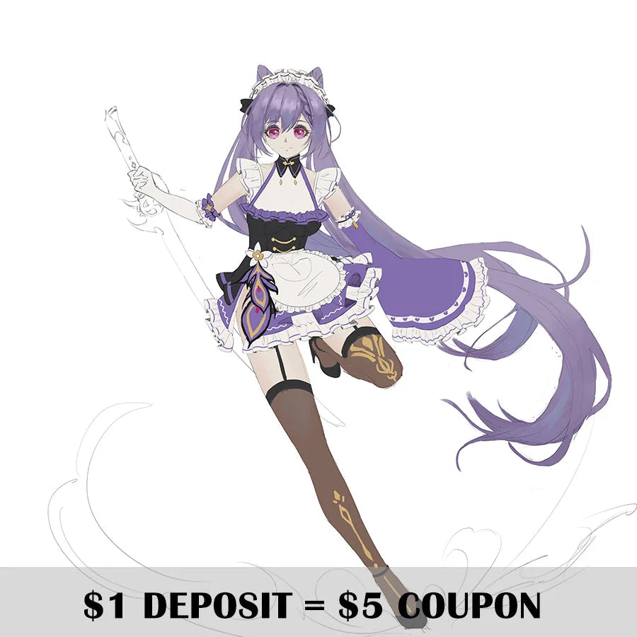Deposit COSFUN Gesnhin Impact Keqing Derivative Cosplay Costume $1 Costumes