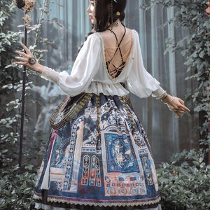 Egypt Style Gorgeous Side Opening Lolita Printed Skirt - cosfun