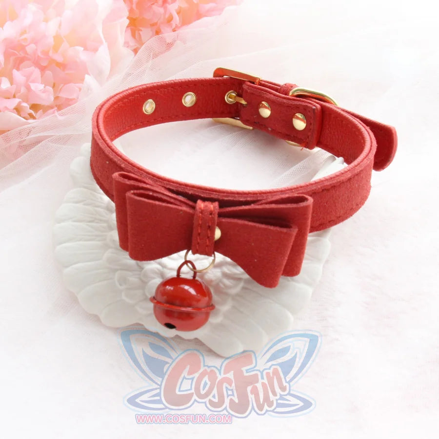 Cute Bow Small Bell Wristband Anklet Armlet Suede Bracelets Choker J40783 Red Props &amp; Accessories