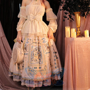 Egypt Style Gorgeous Side Opening Lolita Printed Skirt - cosfun